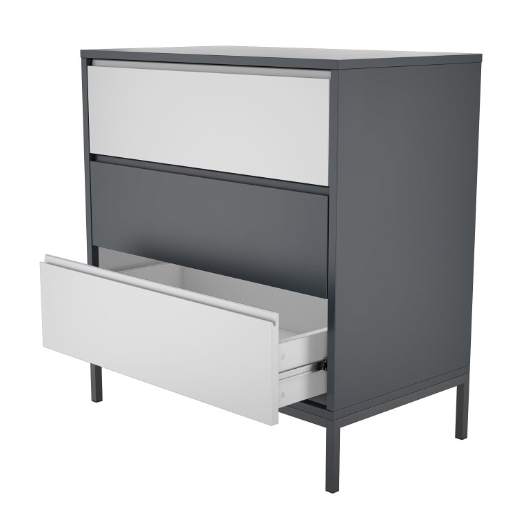 Grey Retro Chest of 3 Drawers with Legs - Aiko