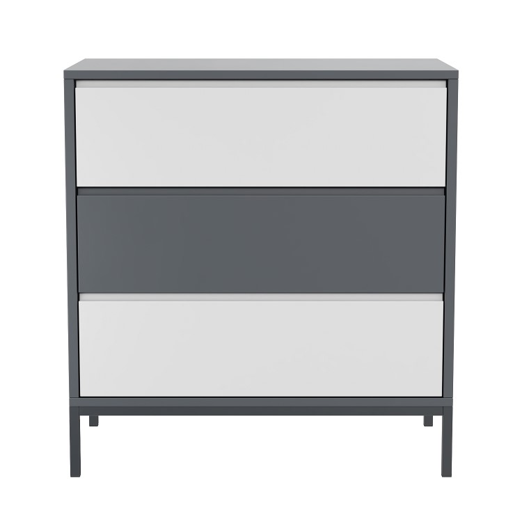 Grey Retro Chest of 3 Drawers with Legs - Aiko