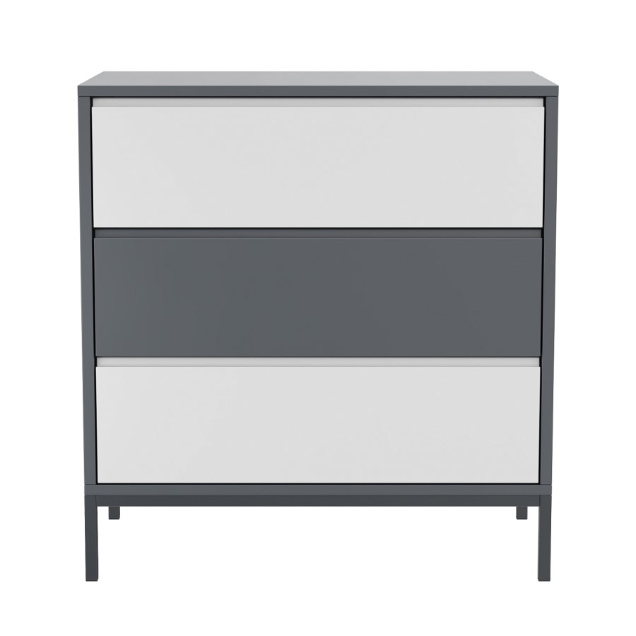 Grey Retro Chest of 3 Drawers with Legs - Aiko