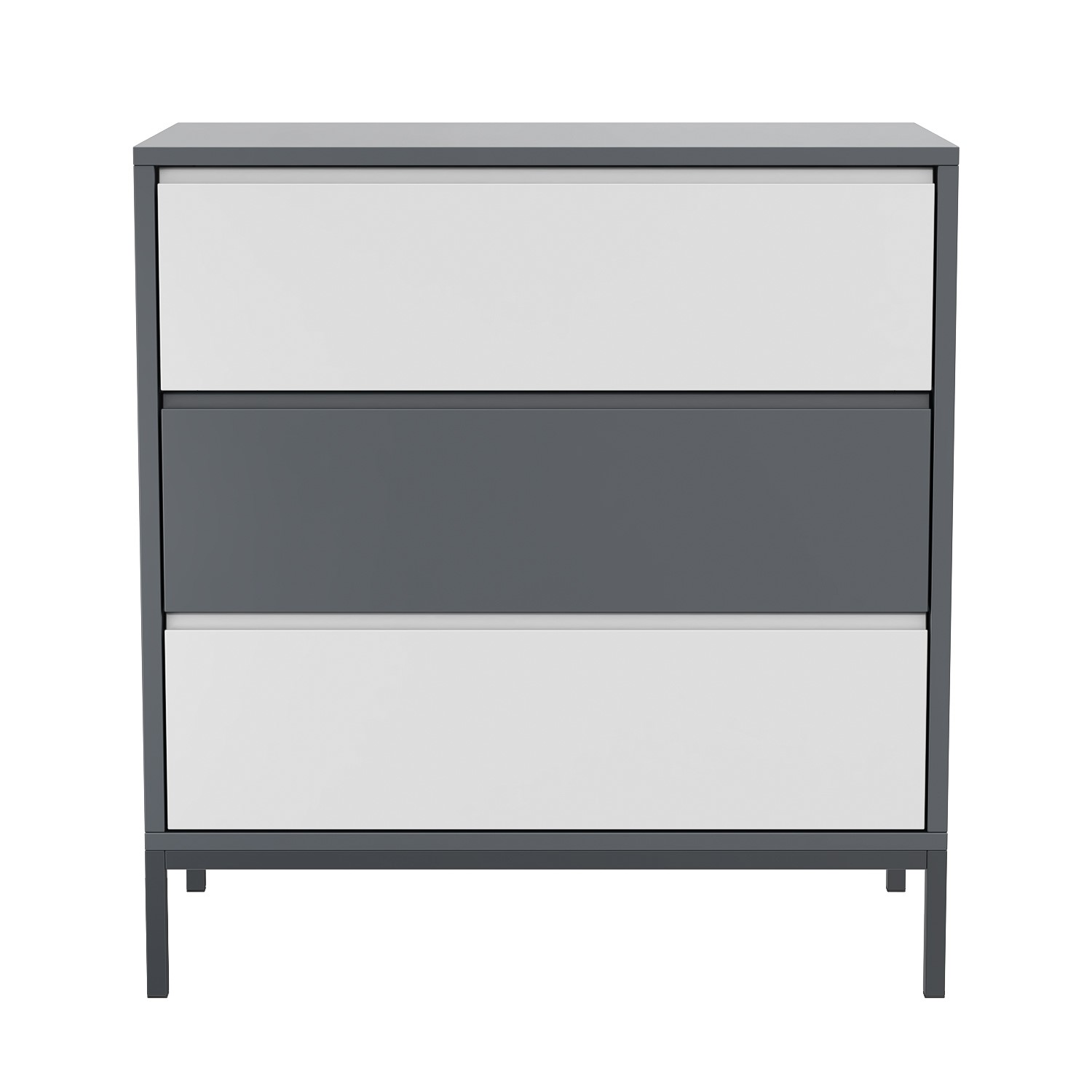 Photo of Grey retro chest of 3 drawers with legs - aiko