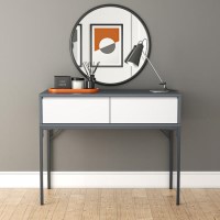 GRADE A1 - Grey Retro Dressing Table with 2 Drawers - Aiko