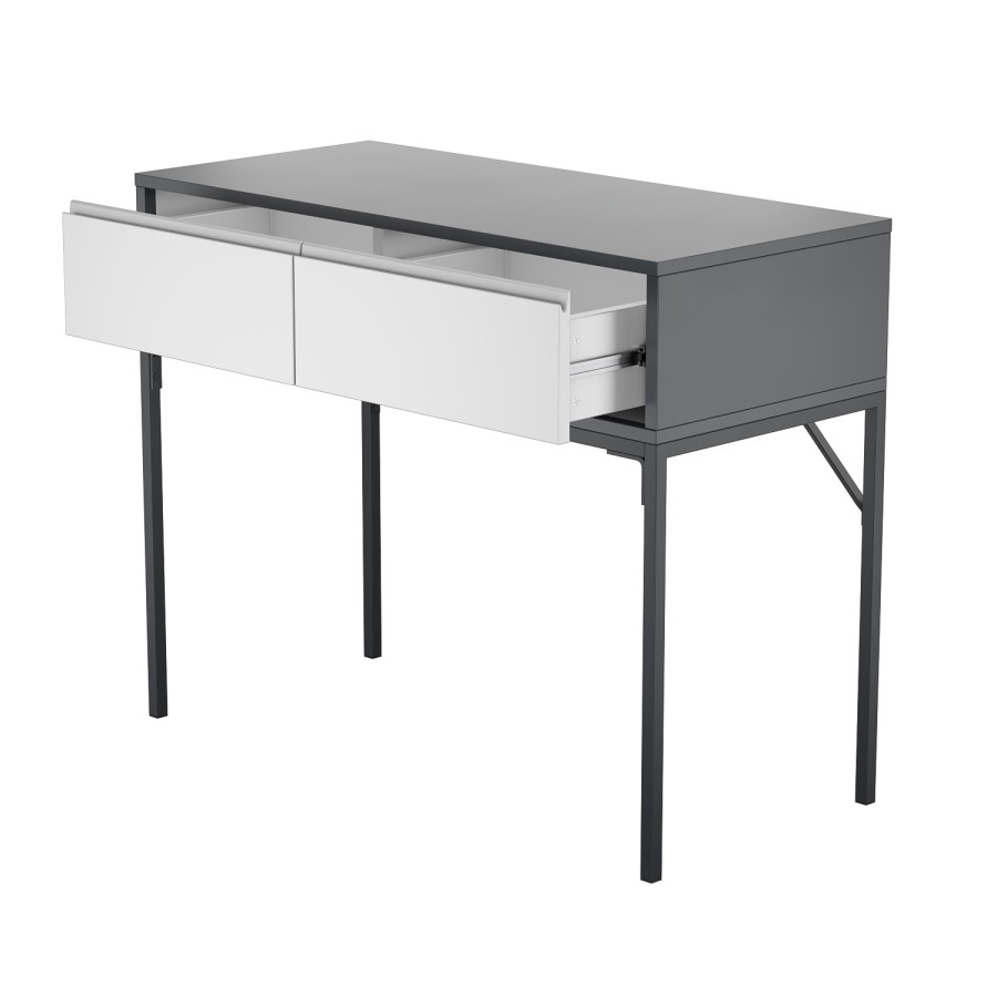 GRADE A1 - Grey Retro Dressing Table with 2 Drawers - Aiko