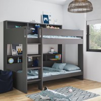 Grey Bunk Bed with Storage Shelves - Aire Grey Bunk Bed with Storage Shelves - Aire