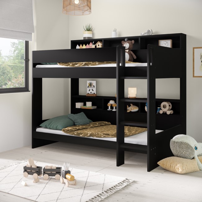 Black Bunk Bed with Storage Shelves - Aire