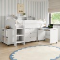 AIR101A  White Mid Sleeper Cabin Bed with Desk and Storage - Aire