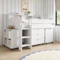 AIR101A White Mid Sleeper Cabin Bed with Desk and Storage - Aire