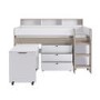 White and Oak Mid Sleeper Cabin Bed with Desk and Storage - Aire