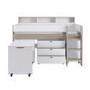GRADE A1 - White and Oak Mid Sleeper Cabin Bed with Desk and Storage - Aire