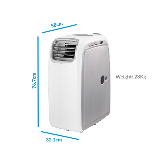 electriQ AirFlex 14000 BTU 4kW Portable Air Conditioner with Heat Pump