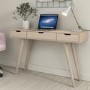 GRADE A1 - Pale Wood Desk with Drawers - Nordic - Ajax