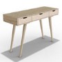 GRADE A1 - Pale Wood Desk with Drawers - Nordic - Ajax