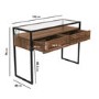Large Walnut Glass Top Console Table with Drawers & Black Legs - Akila