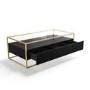 Rectangular Black and Gold Glass Top Coffee Table with Storage - Akila