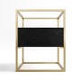 Square Gold Glass Top Side Table with Storage - Akila