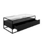 Large Black Coffee Table with Glass Top and Storage Drawers - Akila