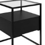GRADE A1 - Square Black Glass Top Side Table with Storage - Akila
