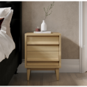 A1/AKS001 ONLY OPENED - Light Oak 2 Drawer Bedside Table - Aksel