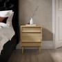 Light Oak 2 Drawer Bedside Table - Aksel