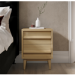 Light Oak 2 Drawer Bedside Table - Aksel