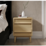 Light Oak 2 Drawer Bedside Table - Aksel