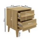 Light Oak 2 Drawer Bedside Table - Aksel