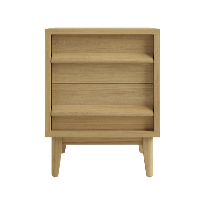 Light Oak 2 Drawer Bedside Table - Aksel