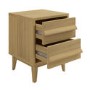 Light Oak 2 Drawer Bedside Table - Aksel