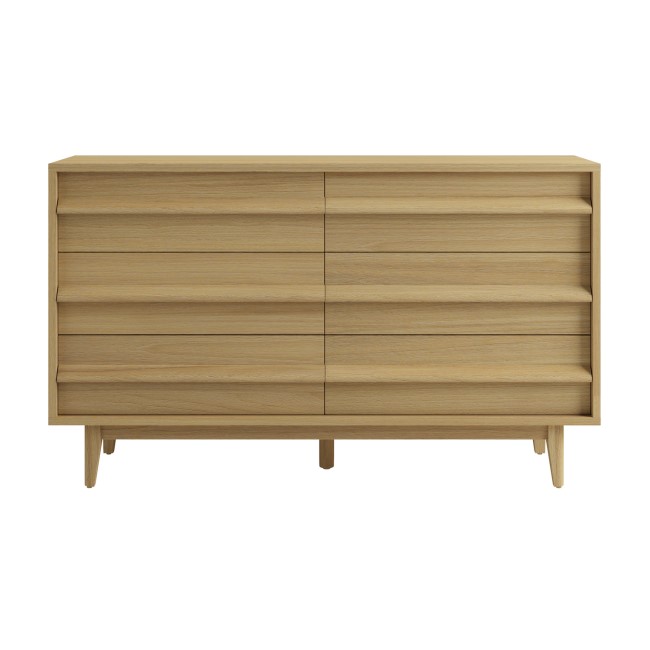 WIde Light Oak Chest of 6 Drawers - Aksel