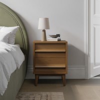 Dark Oak 2 Drawer Bedside Table - Aksel