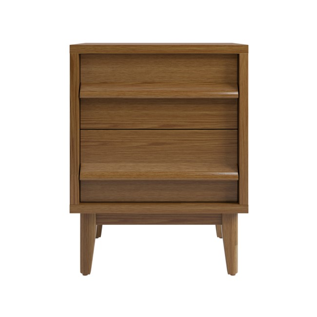 Dark Oak 2 Drawer Bedside Table - Aksel