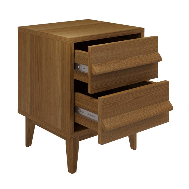 Dark Oak 2 Drawer Bedside Table - Aksel