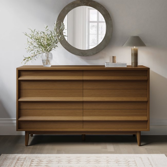 Wide Dark Oak Chest of 6 Drawers - Aksel