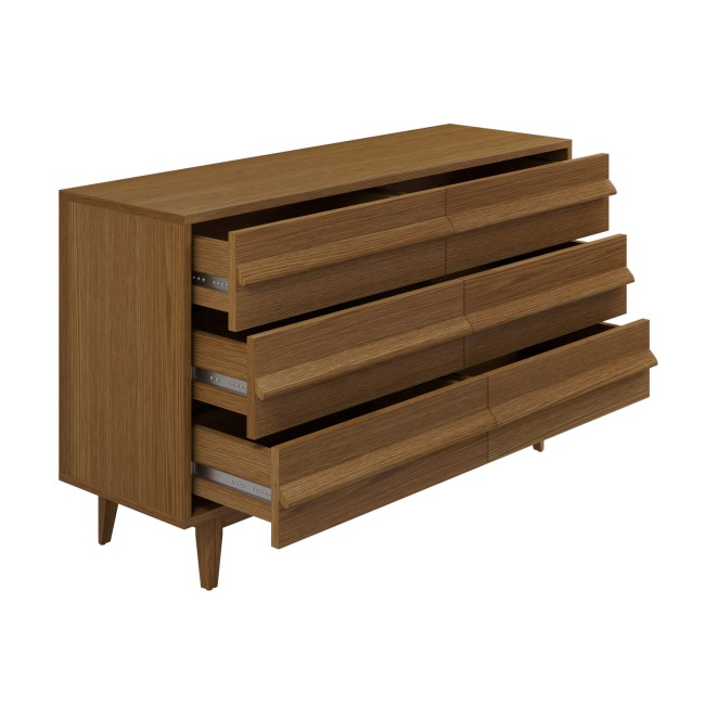 Wide Dark Oak Chest of 6 Drawers - Aksel