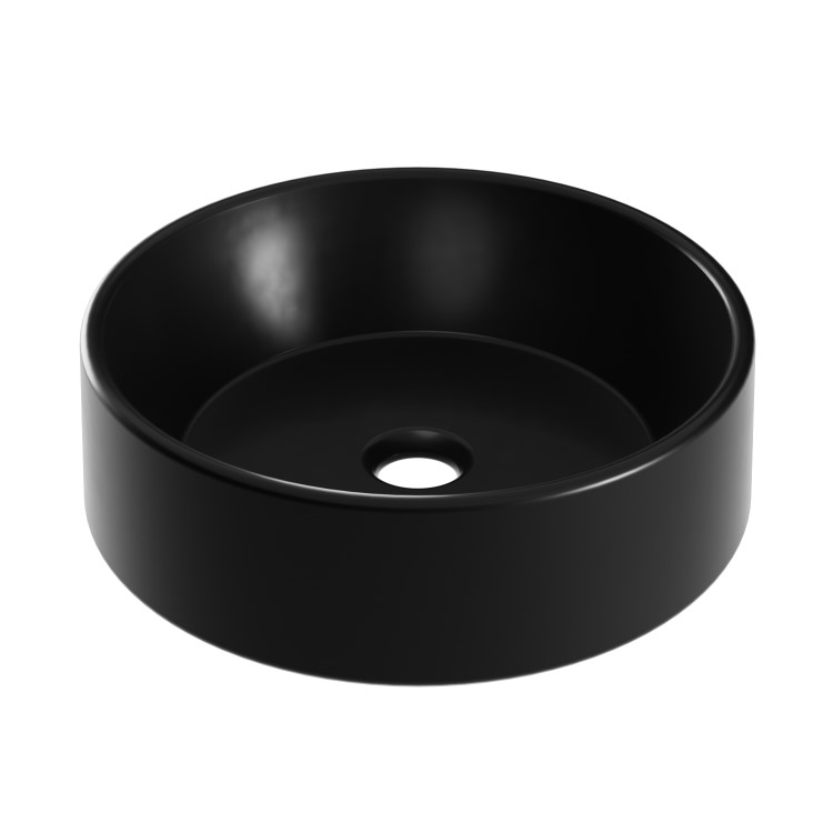 Matt Black Round Countertop Basin 388mm - Alaska