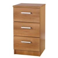 One Call Furniture Alive 3 Drawer Bedside Chest in Natural Aida Walnut