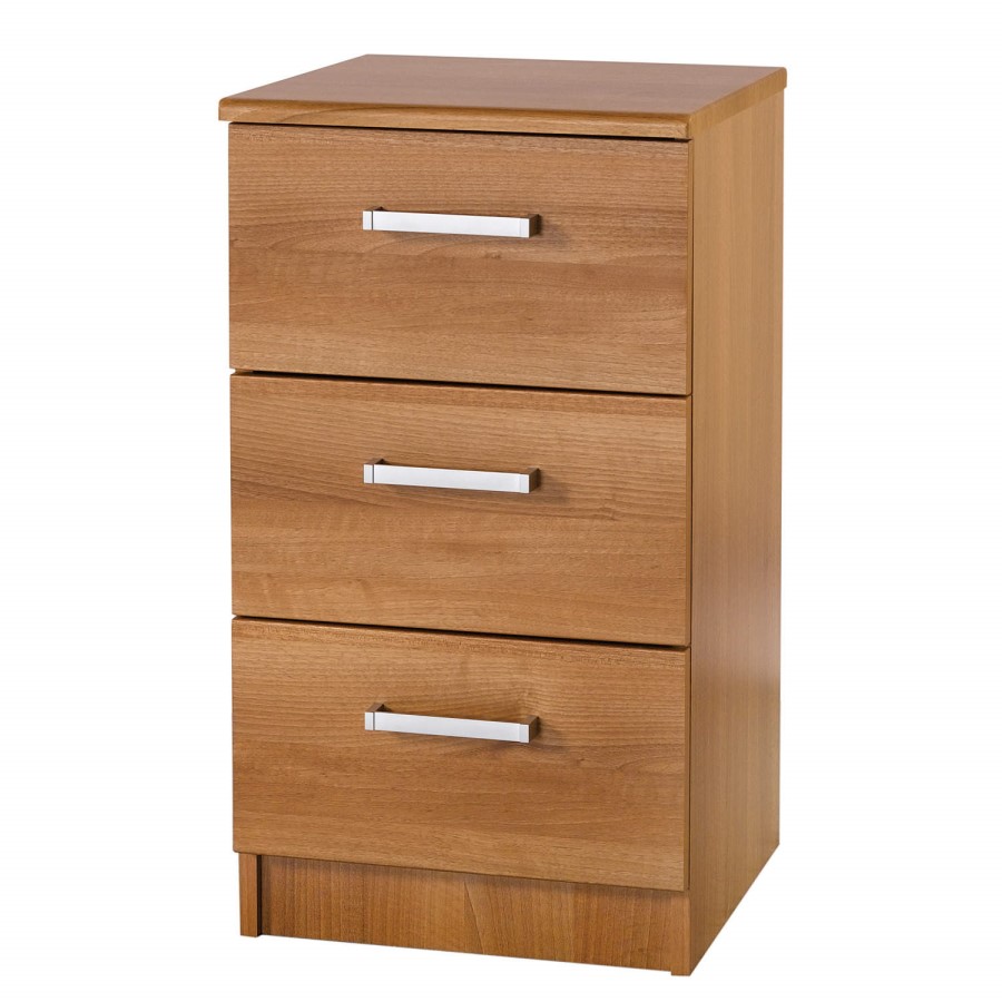 One Call Furniture Alive 3 Drawer Bedside Chest in Natural Aida Walnut