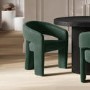Green Upholstered Curved Dining Chair with Arms - Alba