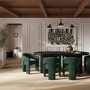 Green Upholstered Curved Dining Chair with Arms - Alba