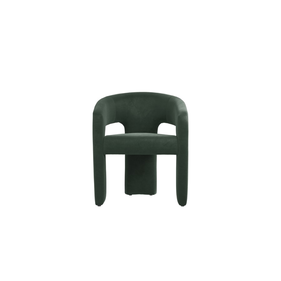 Green Upholstered Curved Dining Chair with Arms - Alba