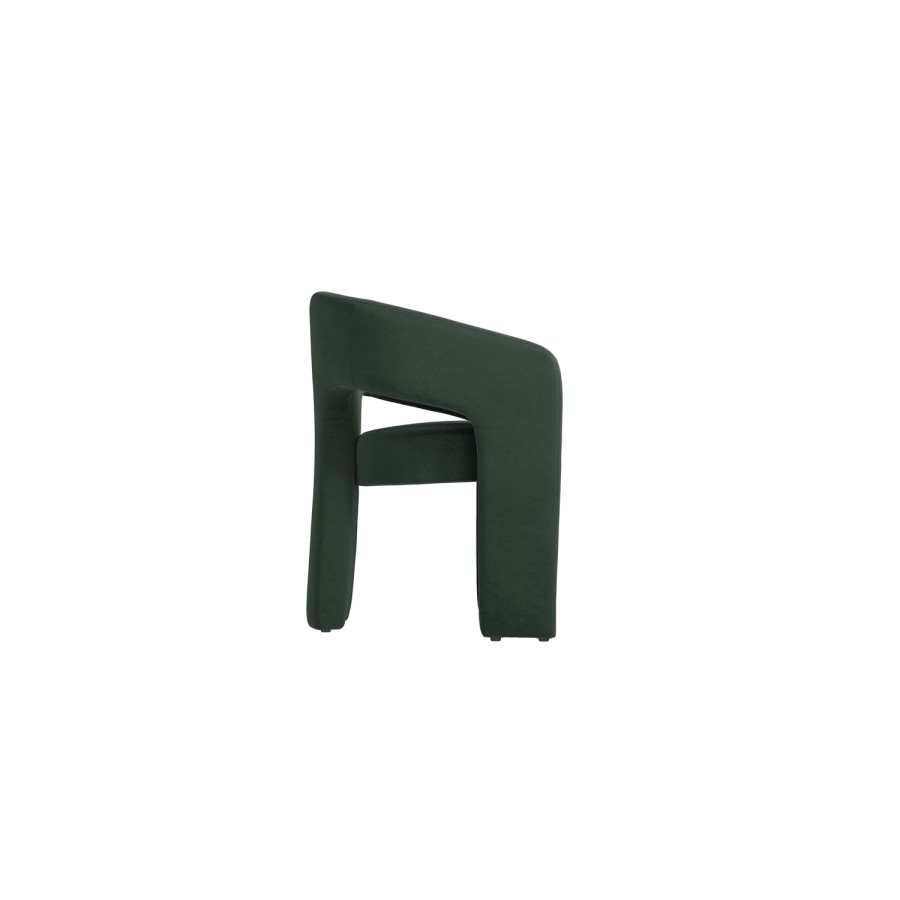 Green Upholstered Curved Dining Chair with Arms - Alba