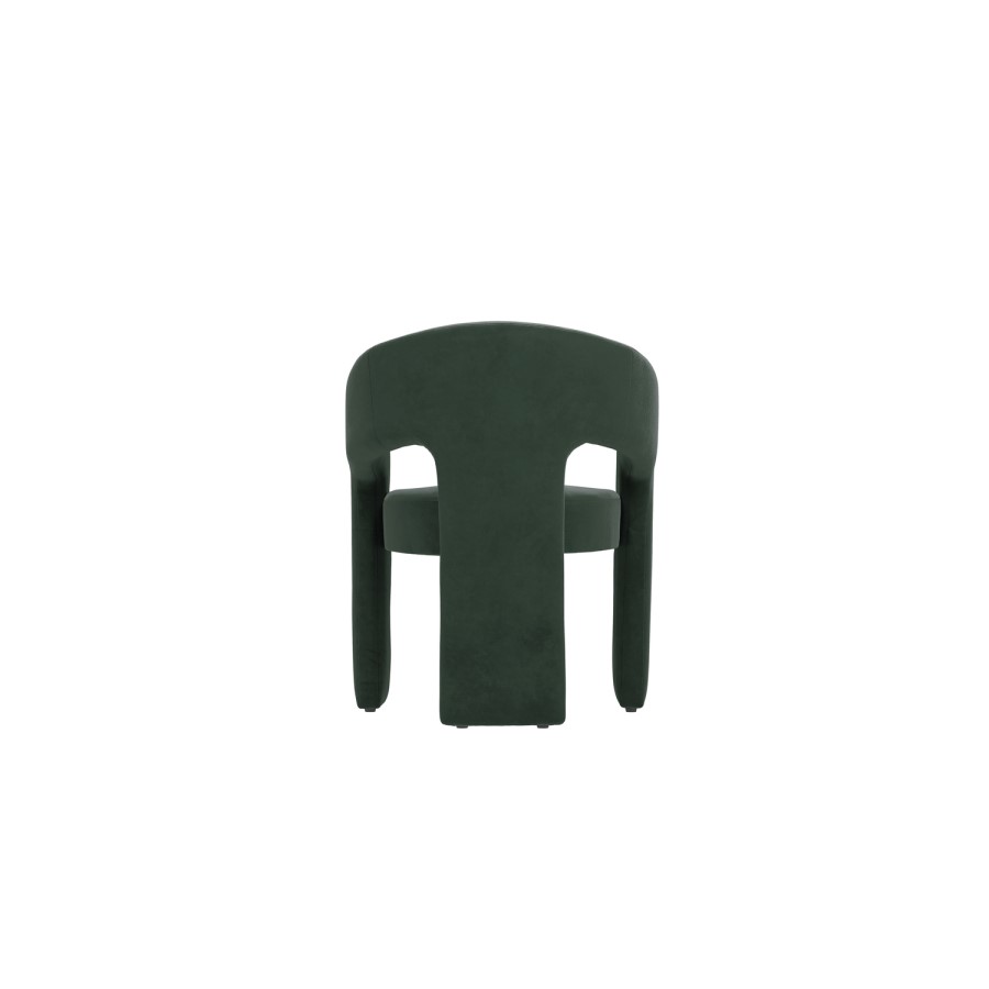 Green Upholstered Curved Dining Chair with Arms - Alba