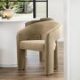 Beige Upholstered Curved Dining Chair with Arms - Alba
