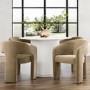 Beige Upholstered Curved Dining Chair with Arms - Alba