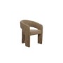 Beige Upholstered Curved Dining Chair with Arms - Alba