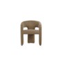 Beige Upholstered Curved Dining Chair with Arms - Alba