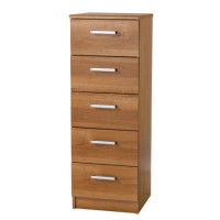 One Call Furniture Alive 5 Drawer Tall Boy in Natural Aida Walnut