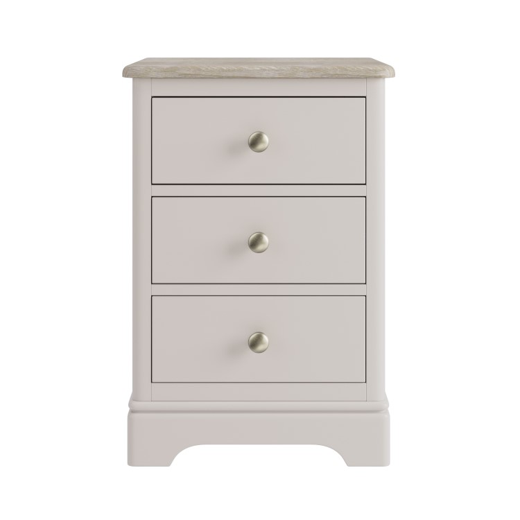 Tall Oak and Cream 3-Drawer Bedside Table - Alexander