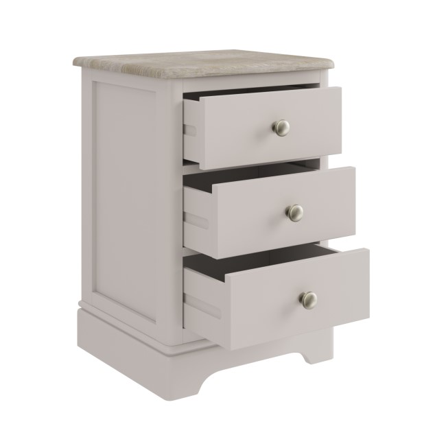 ONLY OPENED - Tall Oak and Cream 3-Drawer Bedside Table - Alexander