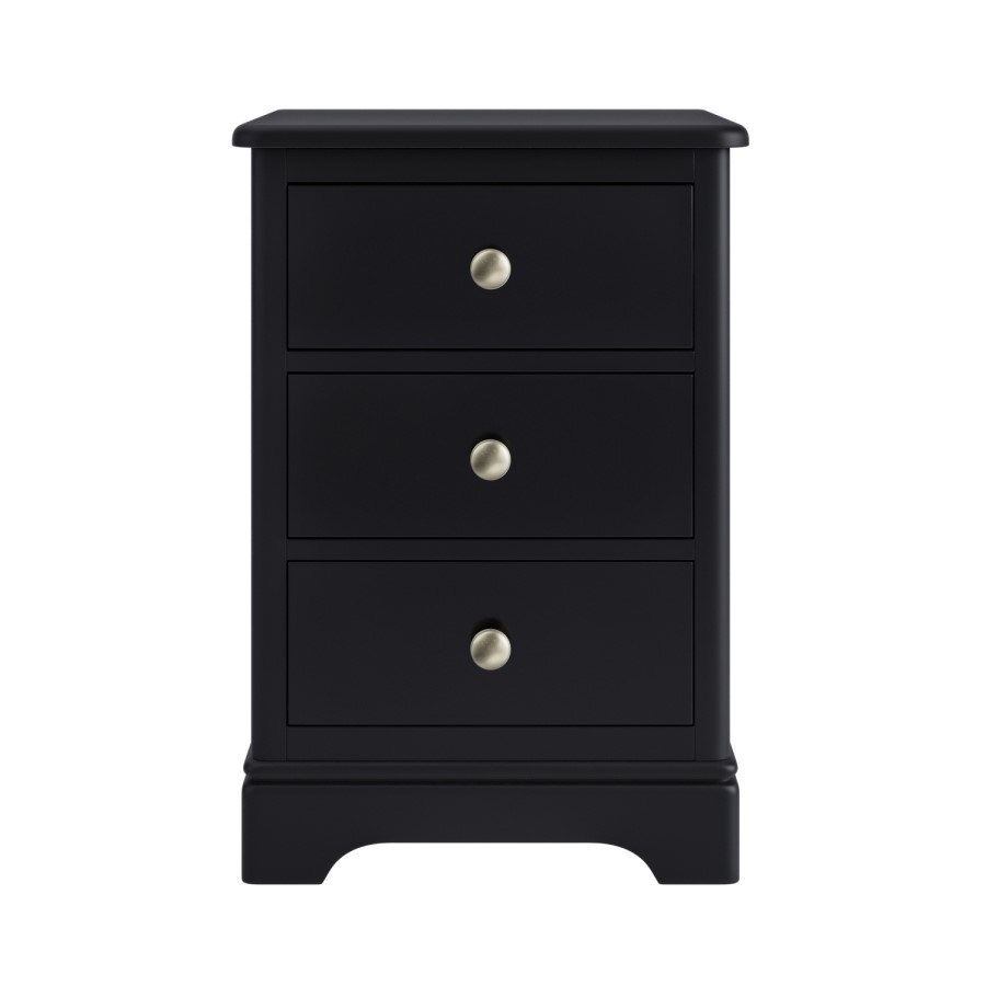 Tall Black 3-Drawer Bedside Table - Alexander