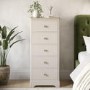 Tall Narrow Oak and Cream Chest of 5 Drawers - Alexander